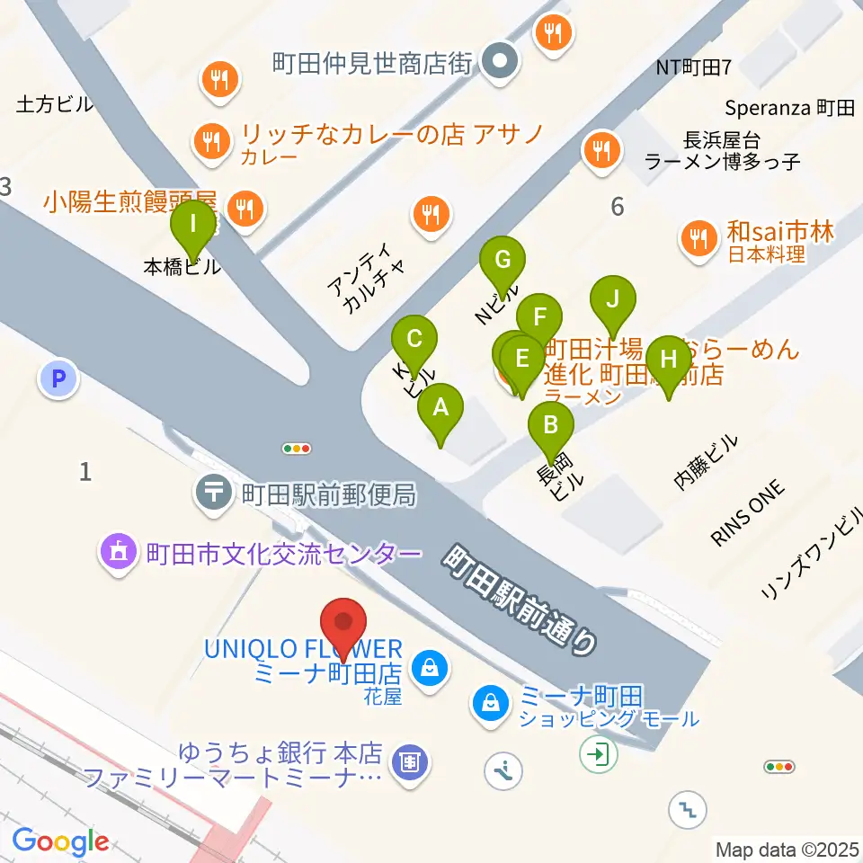 NHK文化センター町田教室周辺のファミレス・ファーストフード一覧地図