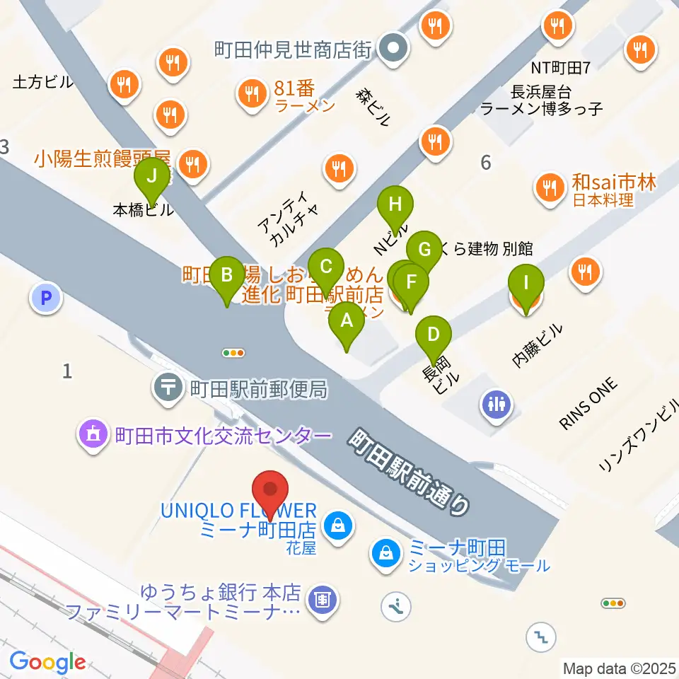 NHK文化センター町田教室周辺のファミレス・ファーストフード一覧地図