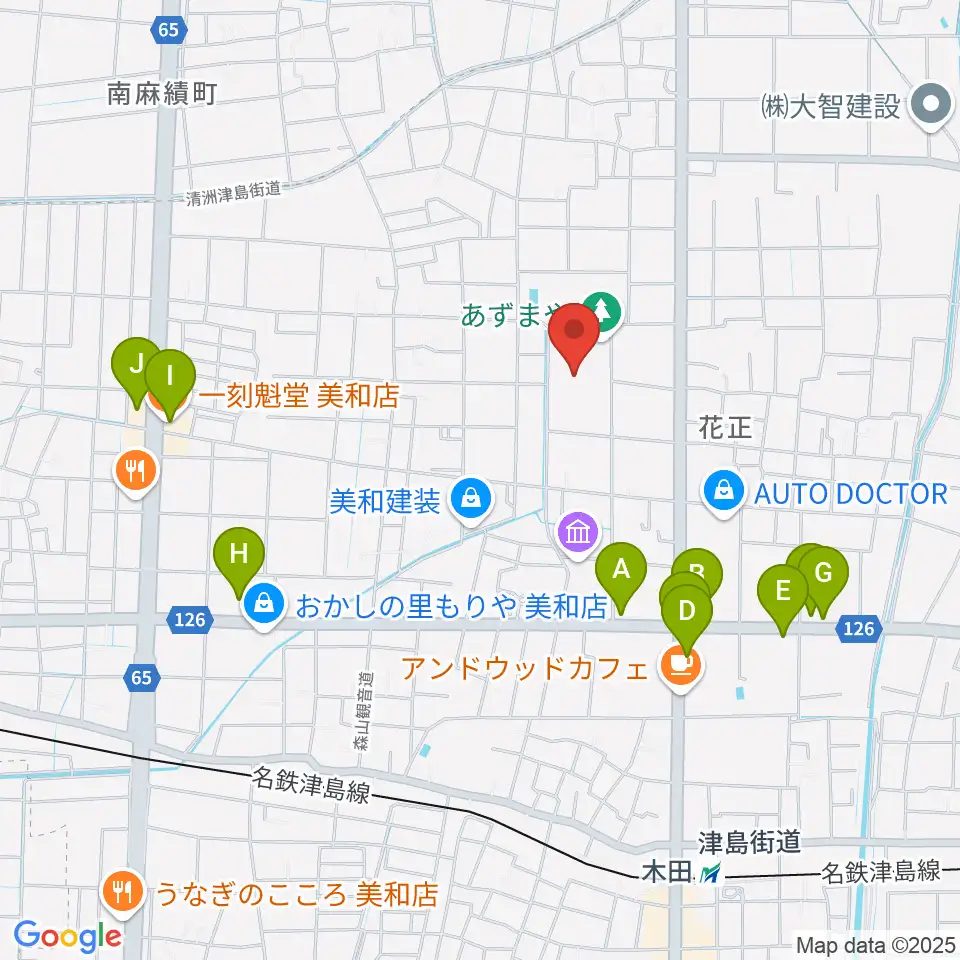 あま市美和文化会館周辺のファミレス・ファーストフード一覧地図