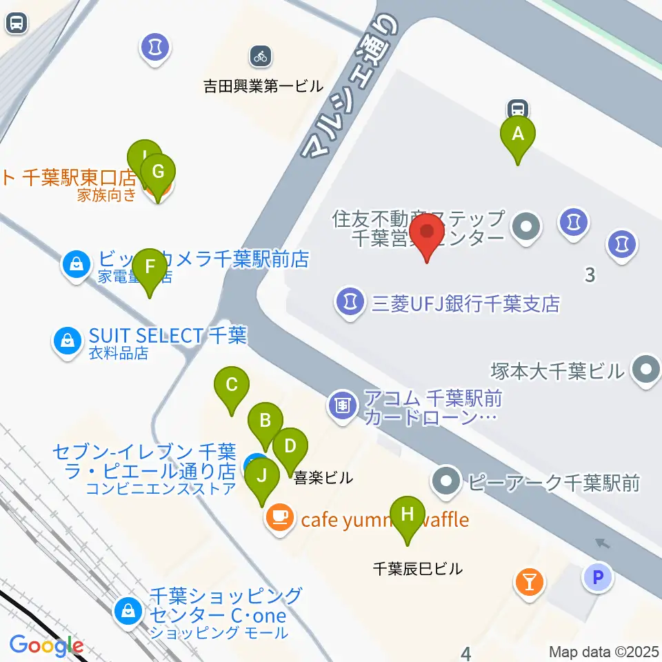 NHK文化センター千葉教室周辺のファミレス・ファーストフード一覧地図