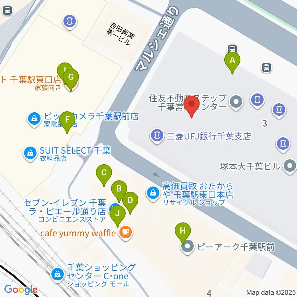 NHK文化センター千葉教室周辺のファミレス・ファーストフード一覧地図