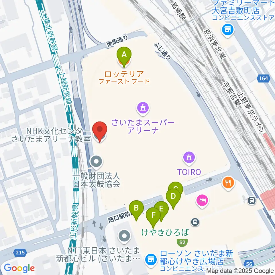 NHK文化センター さいたまアリーナ教室周辺のファミレス・ファーストフード一覧地図