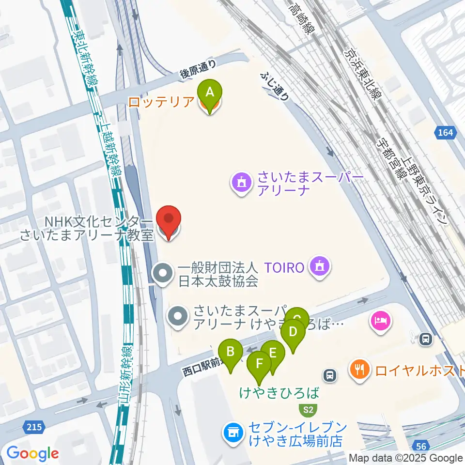 NHK文化センター さいたまアリーナ教室周辺のファミレス・ファーストフード一覧地図