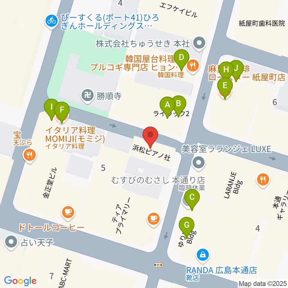 浜松ピアノ社周辺のファミレス・ファーストフード一覧地図