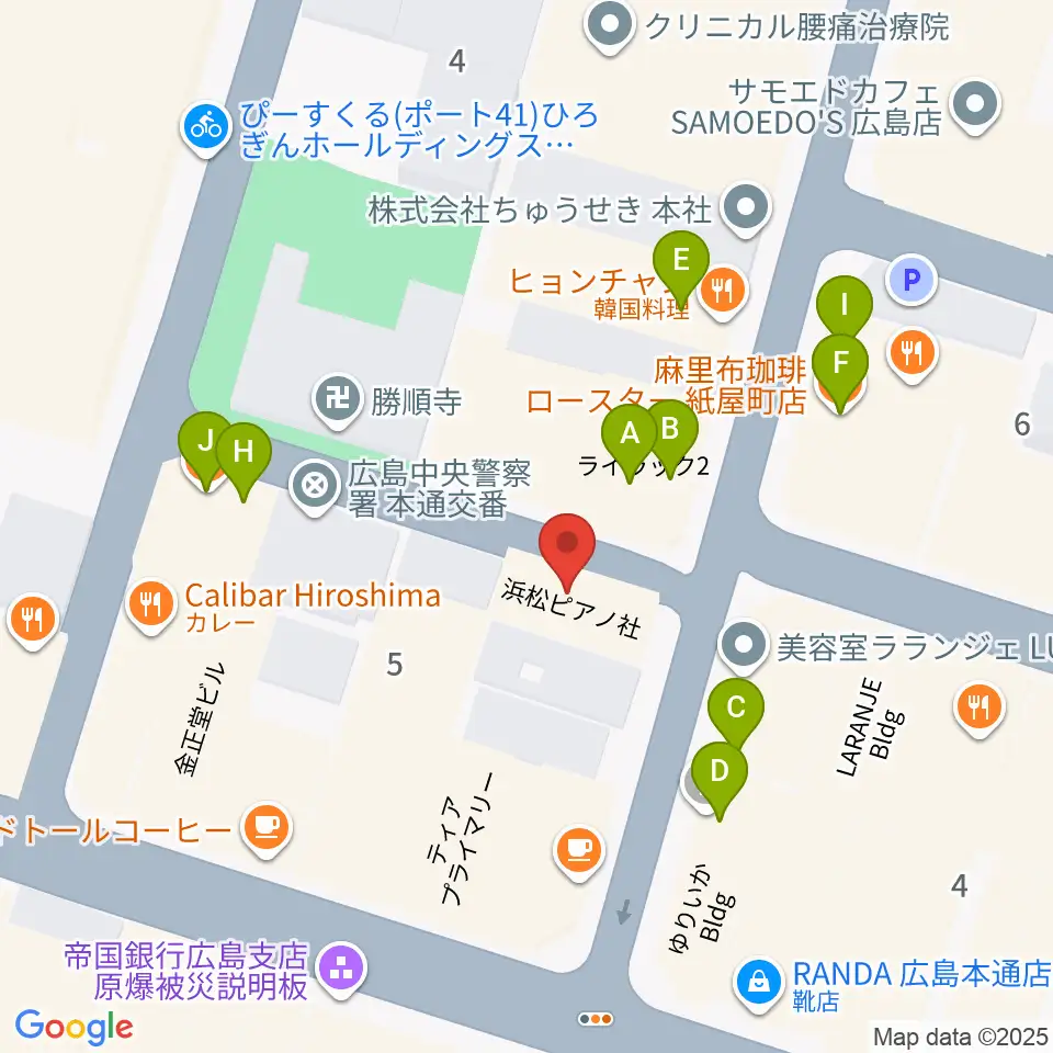 浜松ピアノ社周辺のファミレス・ファーストフード一覧地図