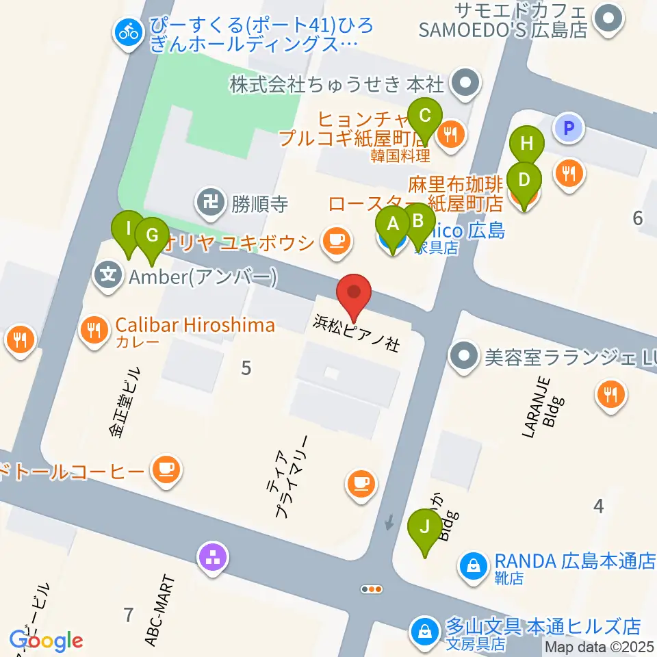 浜松ピアノ社周辺のファミレス・ファーストフード一覧地図
