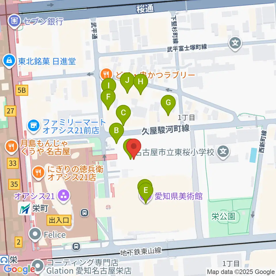 NHK文化センター 名古屋教室周辺のファミレス・ファーストフード一覧地図