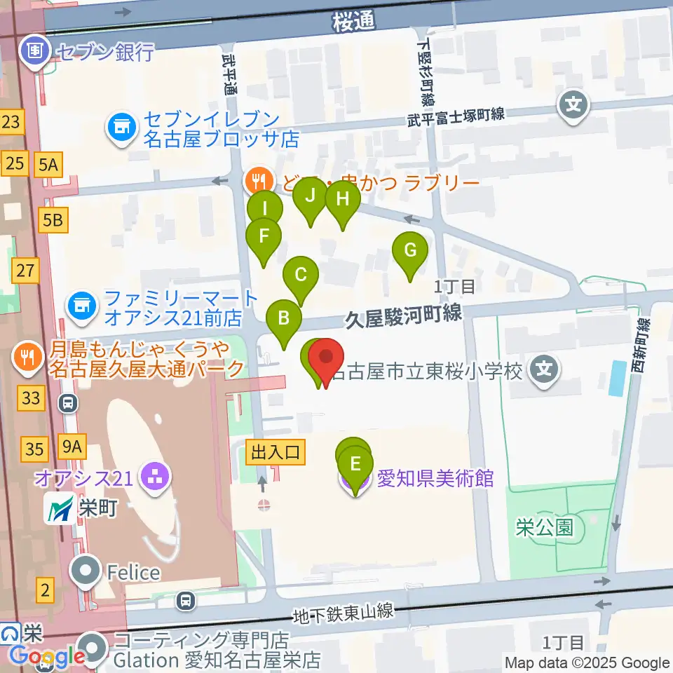 NHK文化センター 名古屋教室周辺のファミレス・ファーストフード一覧地図