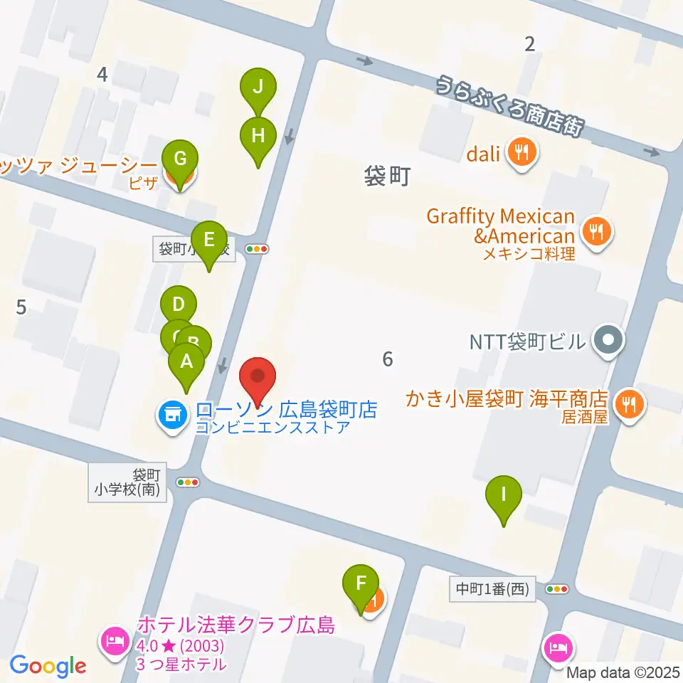 合人社ウェンディひと・まちプラザ周辺のファミレス・ファーストフード一覧地図