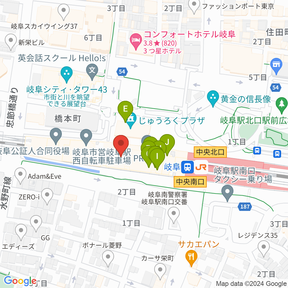 NHK文化センター 岐阜教室周辺のファミレス・ファーストフード一覧地図