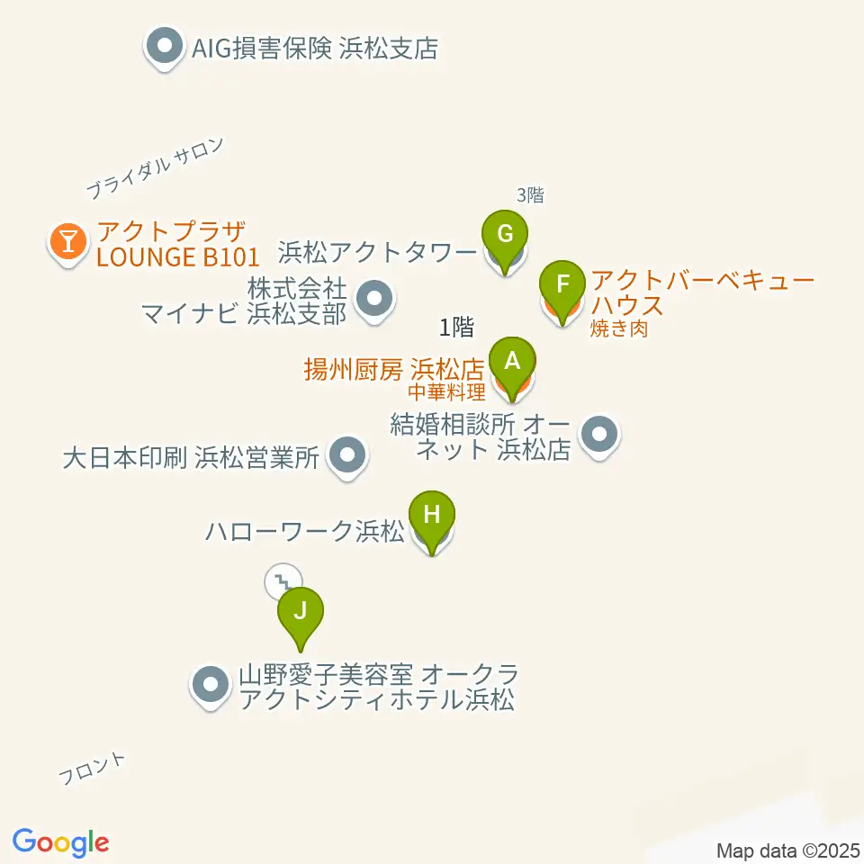 NHK文化センター浜松教室周辺のファミレス・ファーストフード一覧地図