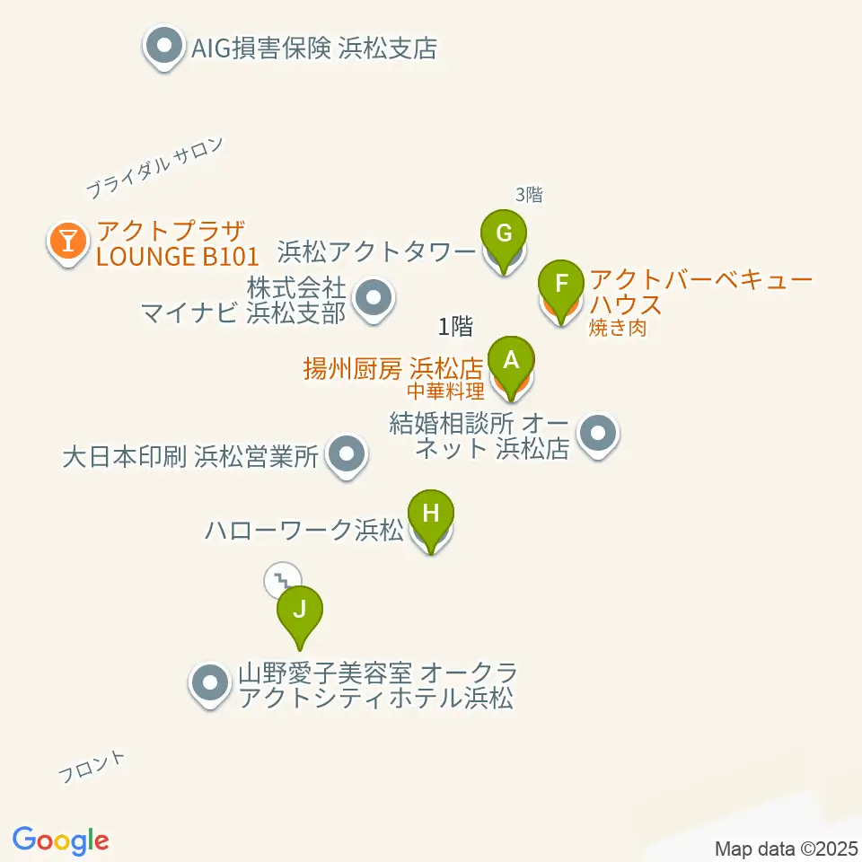 NHK文化センター浜松教室周辺のファミレス・ファーストフード一覧地図