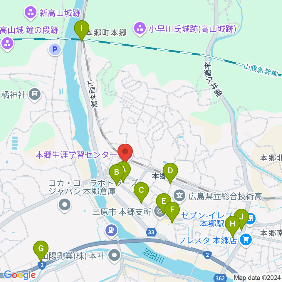 本郷生涯学習センター にいたかホール周辺のファミレス・ファーストフード一覧地図