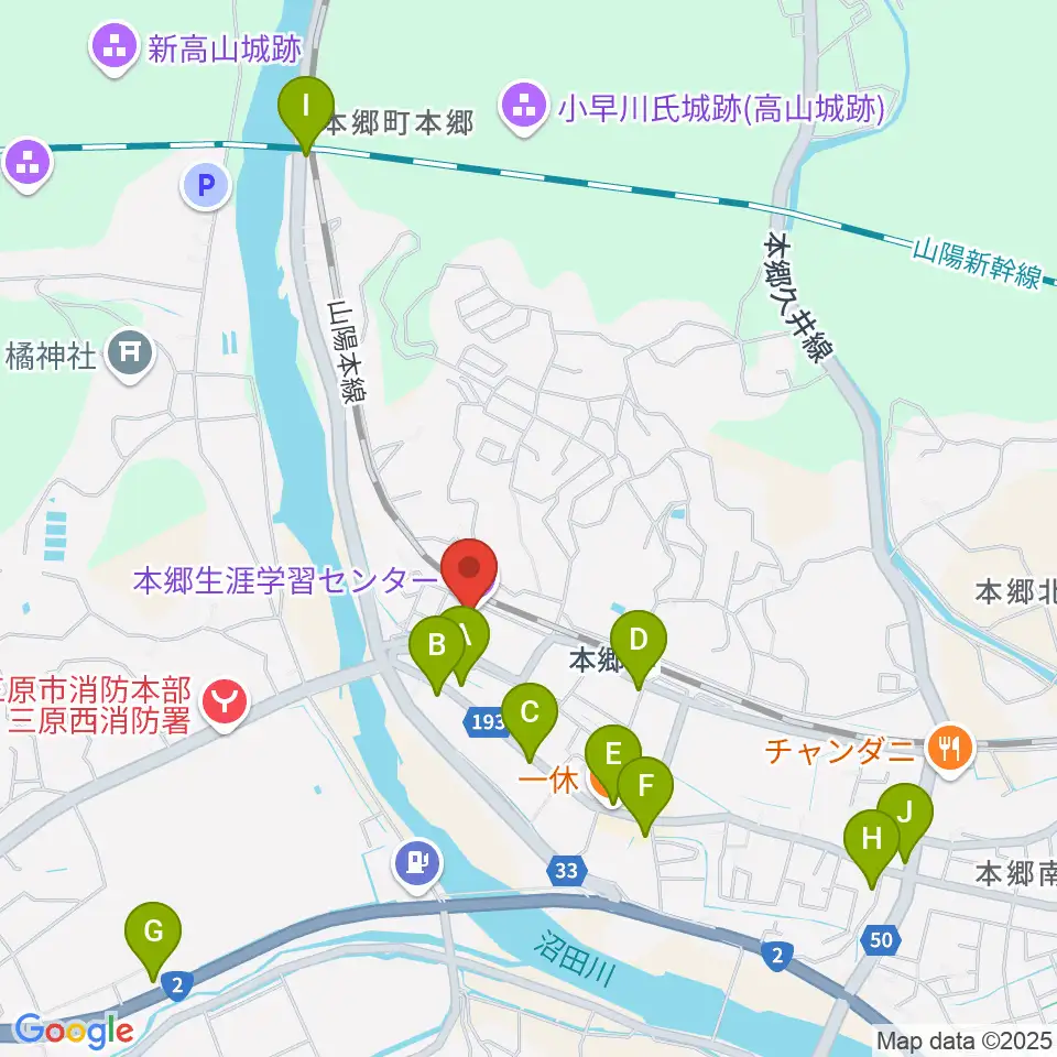 本郷生涯学習センター にいたかホール周辺のファミレス・ファーストフード一覧地図