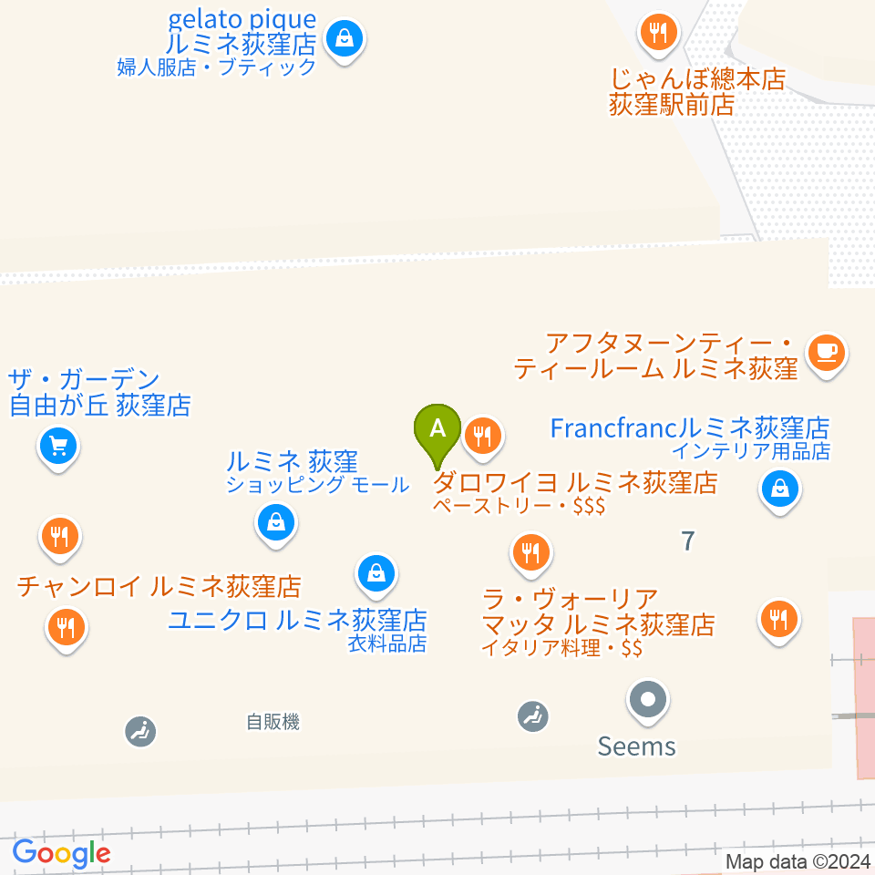 よみうりカルチャー荻窪周辺のファミレス・ファーストフード一覧地図