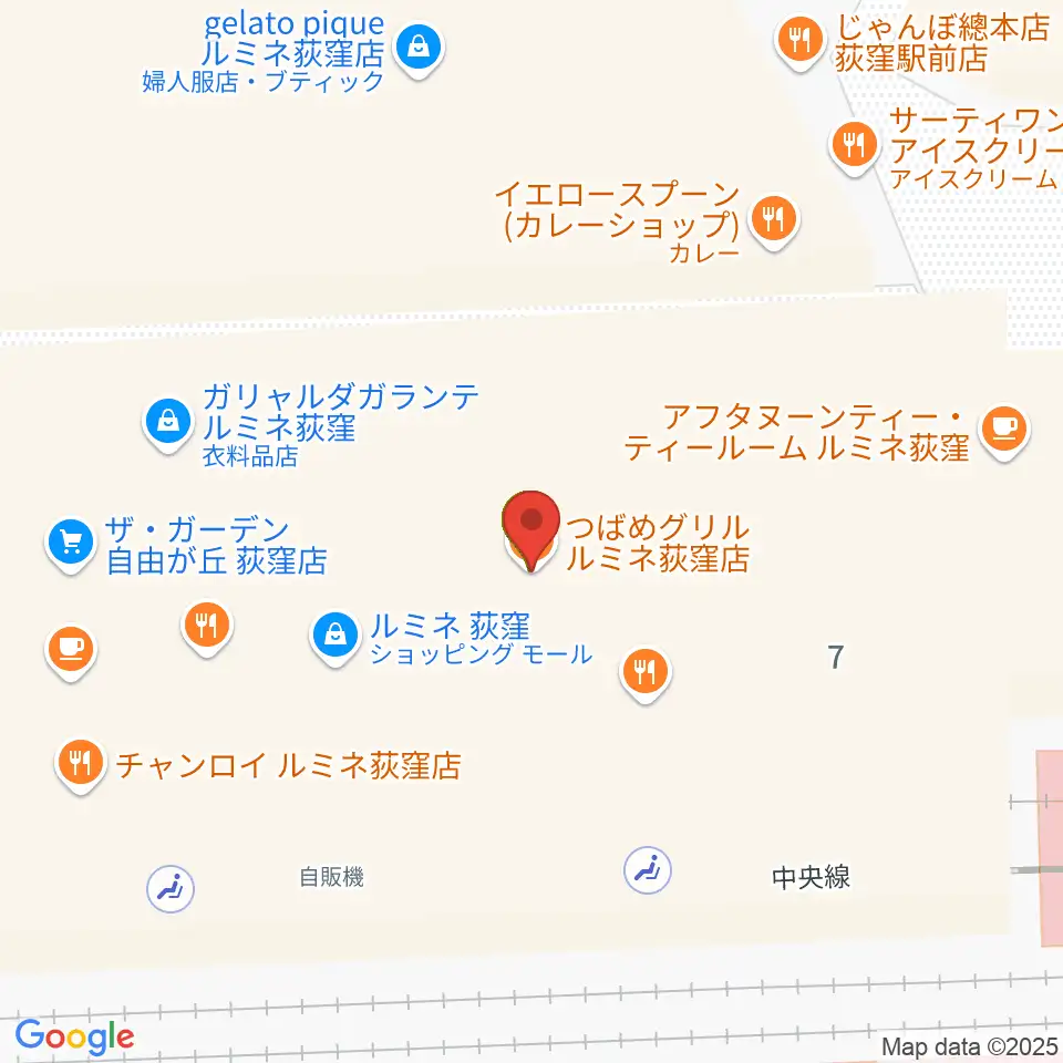 よみうりカルチャー荻窪周辺のファミレス・ファーストフード一覧地図