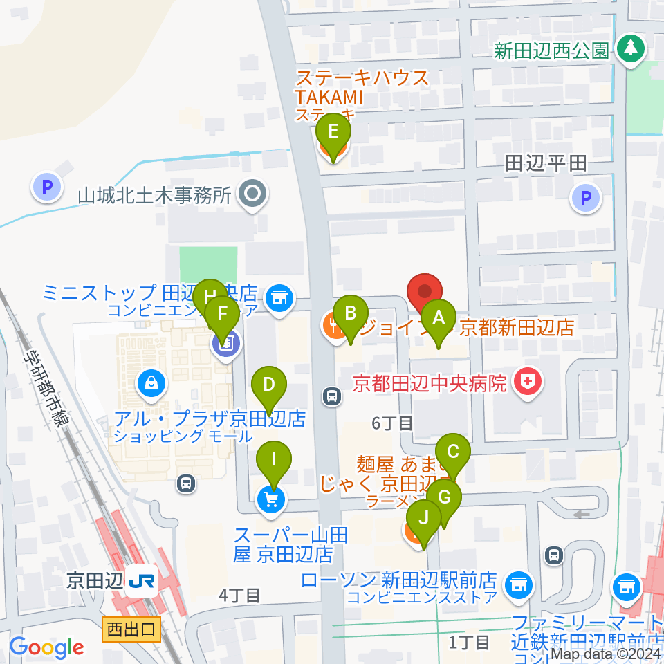 中川ミュージックスクール周辺のファミレス・ファーストフード一覧地図