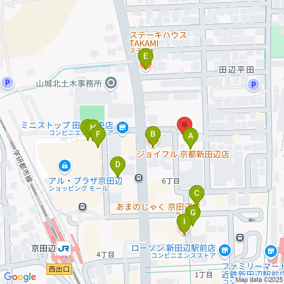 中川ミュージックスクール周辺のファミレス・ファーストフード一覧地図