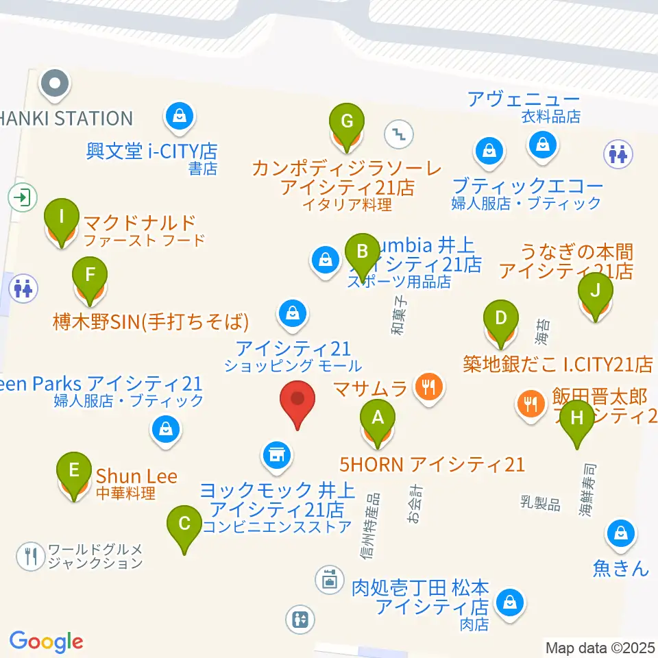 NHK文化センター 松本・iCITY21教室周辺のファミレス・ファーストフード一覧地図