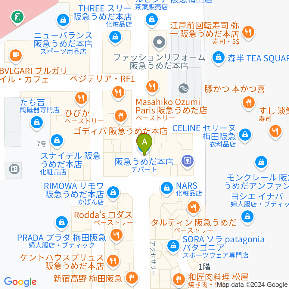 NHK文化センター 梅田教室周辺のファミレス・ファーストフード一覧地図