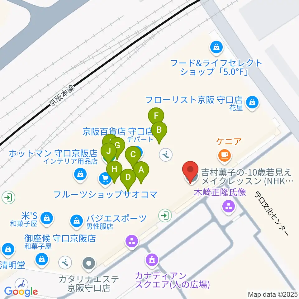 NHK文化センター 守口教室周辺のファミレス・ファーストフード一覧地図