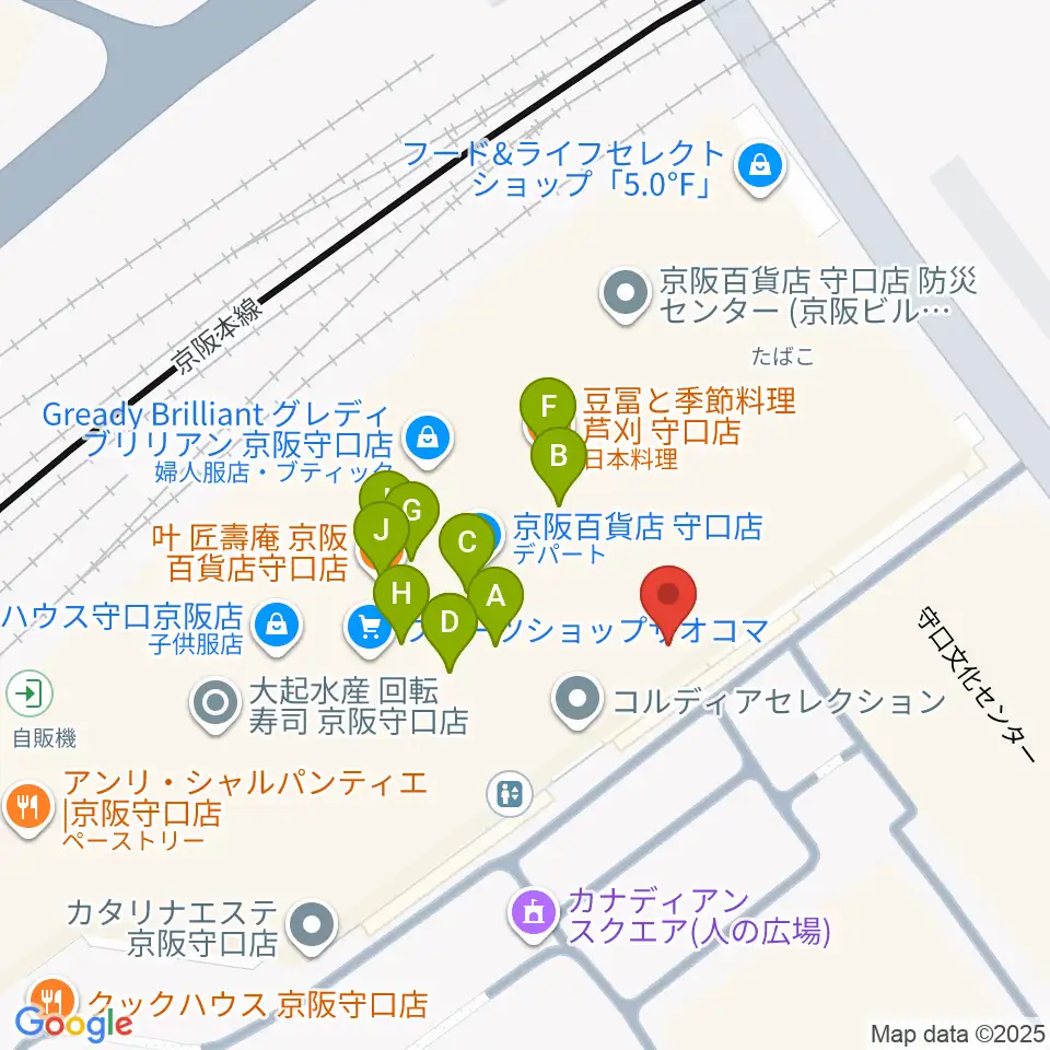 NHK文化センター 守口教室周辺のファミレス・ファーストフード一覧地図