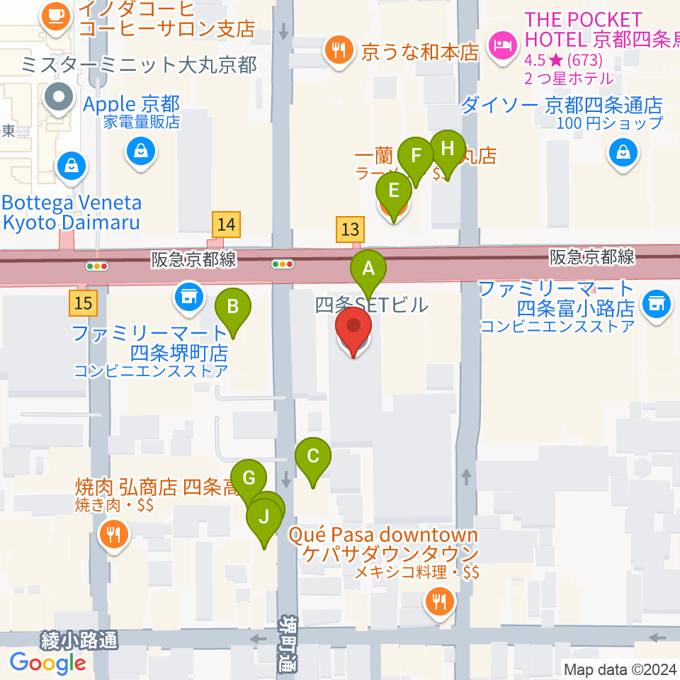 NHK文化センター京都教室周辺のファミレス・ファーストフード一覧地図