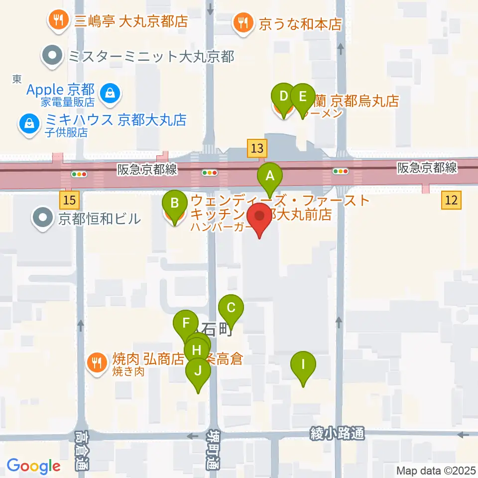 NHK文化センター京都教室周辺のファミレス・ファーストフード一覧地図