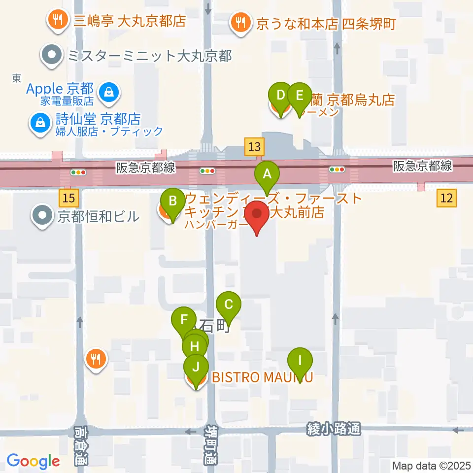 NHK文化センター京都教室周辺のファミレス・ファーストフード一覧地図