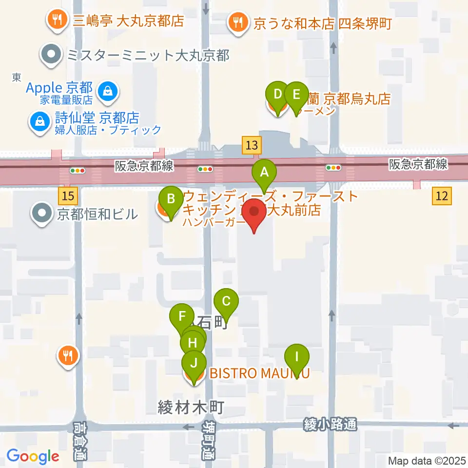 NHK文化センター京都教室周辺のファミレス・ファーストフード一覧地図