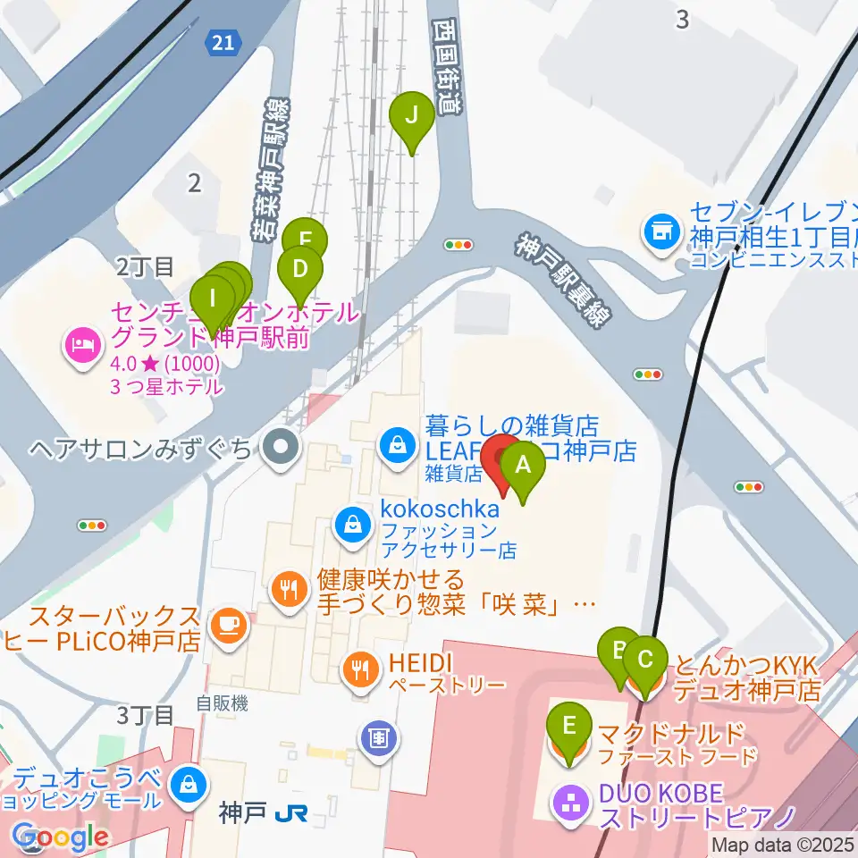 NHK文化センター神戸教室周辺のファミレス・ファーストフード一覧地図