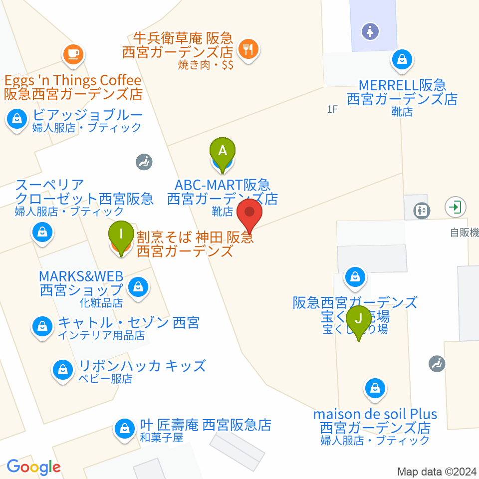 NHK文化センター西宮ガーデンズ教室周辺のファミレス・ファーストフード一覧地図