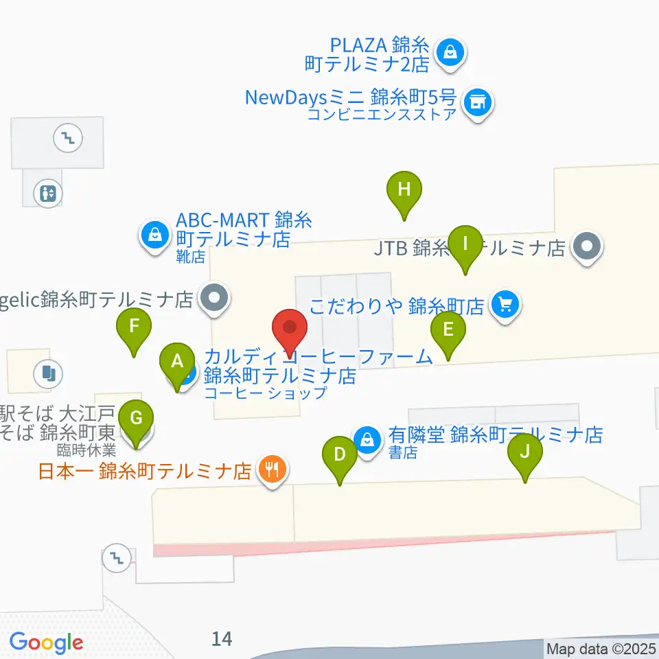 よみうりカルチャー錦糸町周辺のファミレス・ファーストフード一覧地図