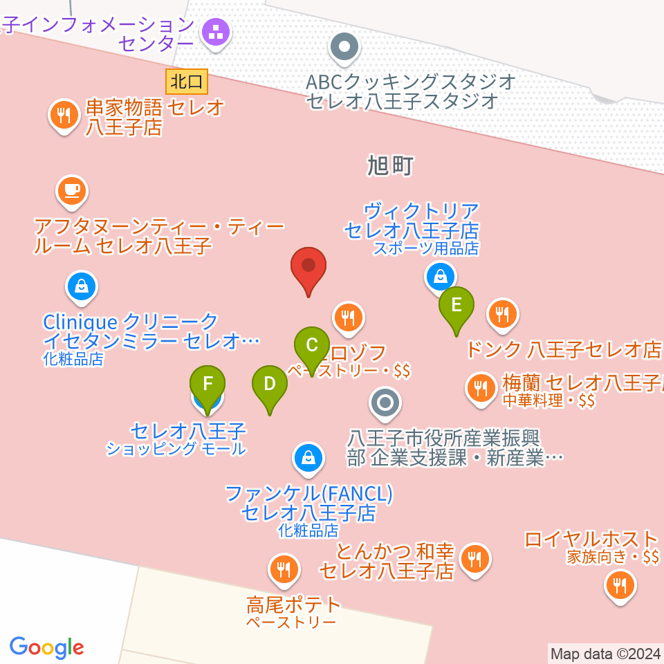 よみうりカルチャー八王子周辺のファミレス・ファーストフード一覧地図