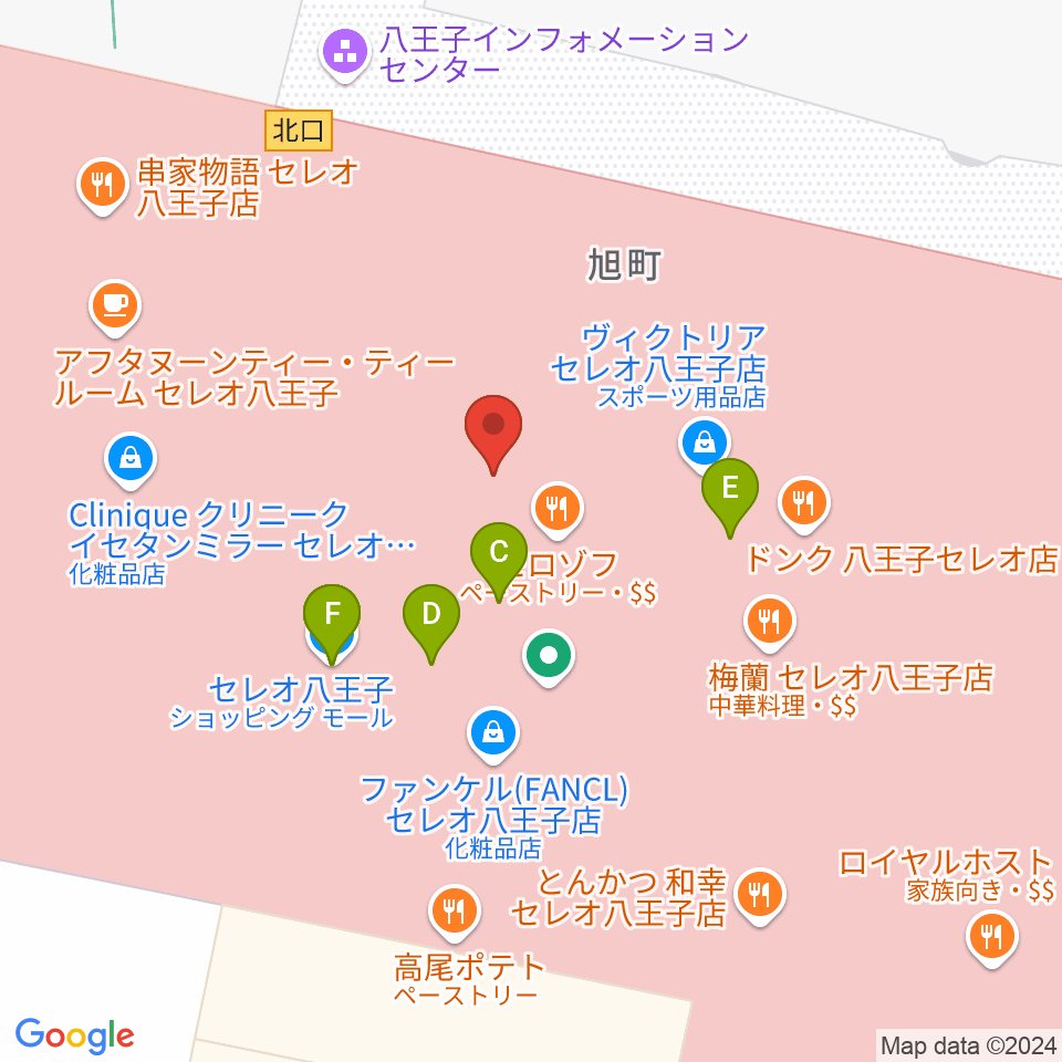 よみうりカルチャー八王子周辺のファミレス・ファーストフード一覧地図