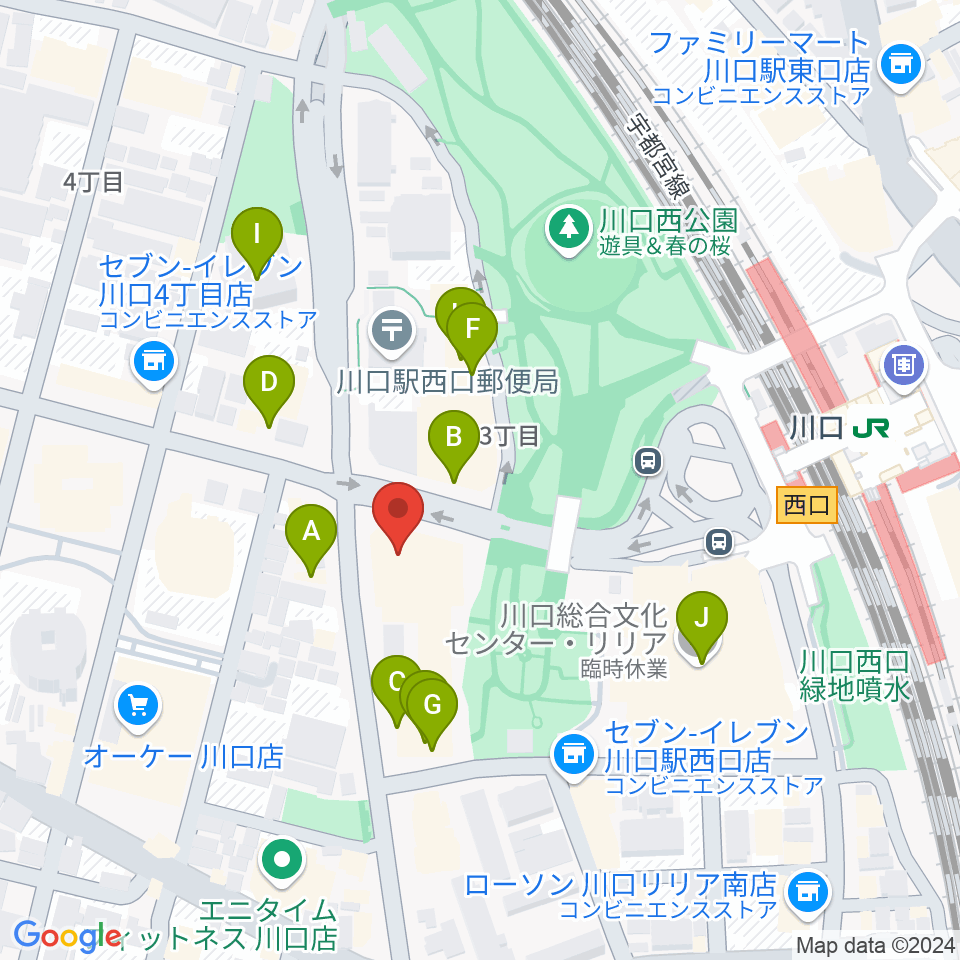 よみうりカルチャー川口周辺のファミレス・ファーストフード一覧地図