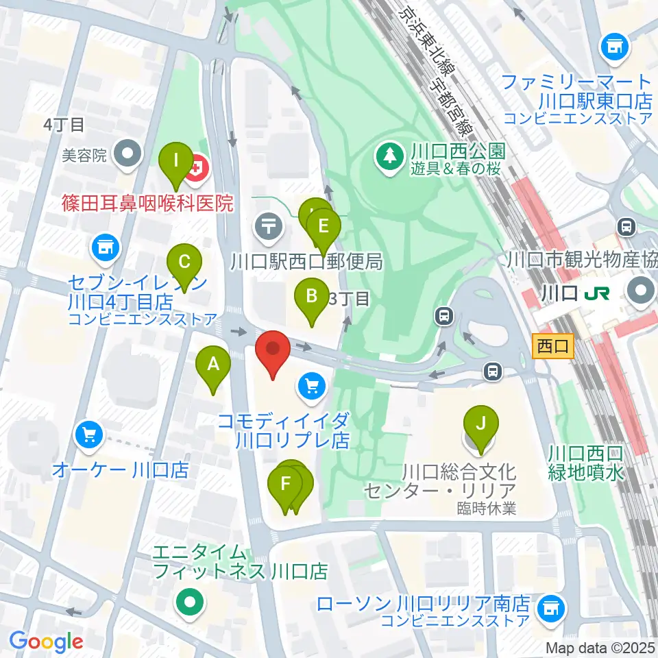 よみうりカルチャー川口周辺のファミレス・ファーストフード一覧地図
