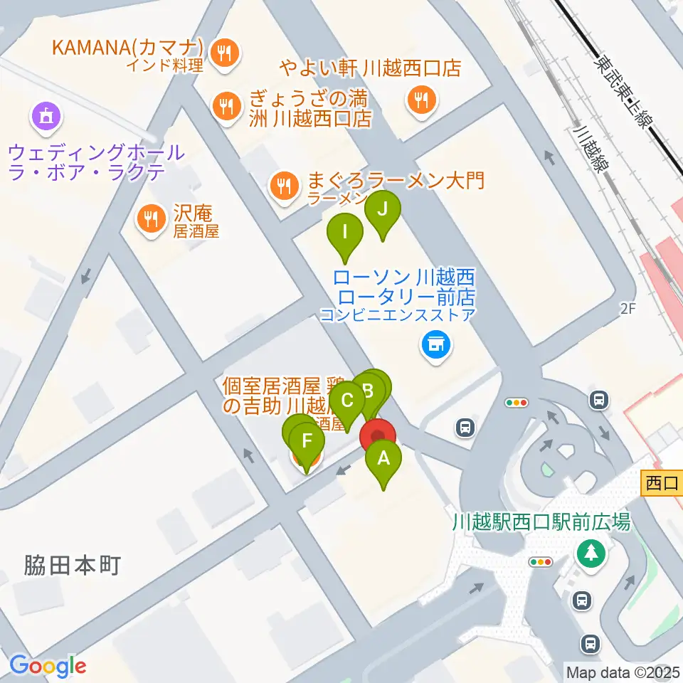 よみうりカルチャー川越周辺のファミレス・ファーストフード一覧地図