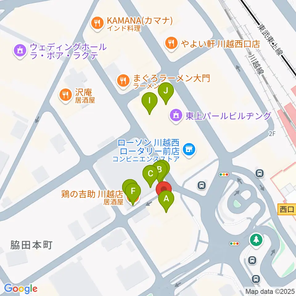 よみうりカルチャー川越周辺のファミレス・ファーストフード一覧地図