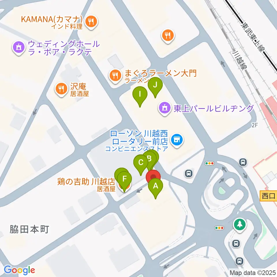 よみうりカルチャー川越周辺のファミレス・ファーストフード一覧地図