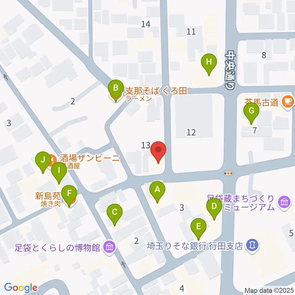 ぺぺタスギター教室 埼玉・行田教室周辺のファミレス・ファーストフード一覧地図