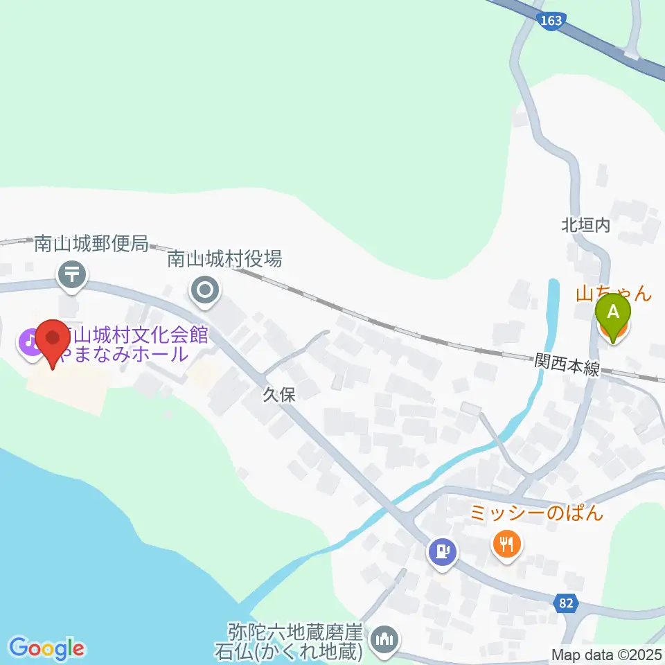 南山城村文化会館 やまなみホール周辺のファミレス・ファーストフード一覧地図