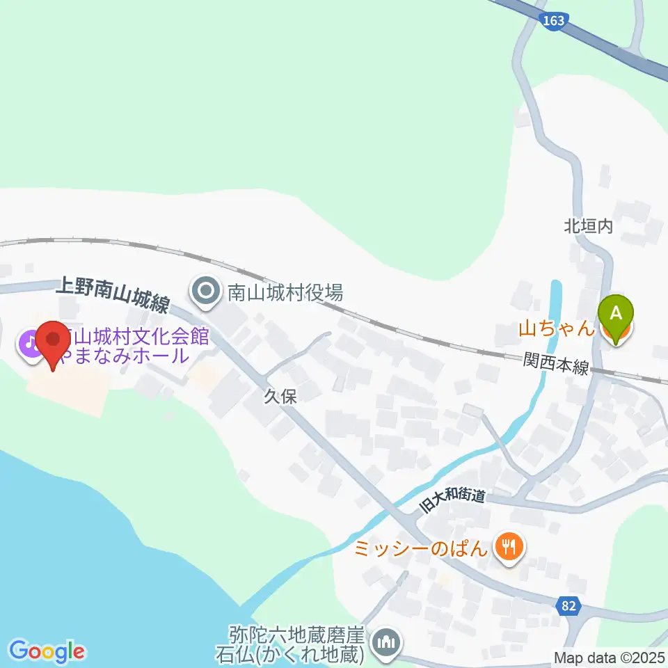 南山城村文化会館 やまなみホール周辺のファミレス・ファーストフード一覧地図