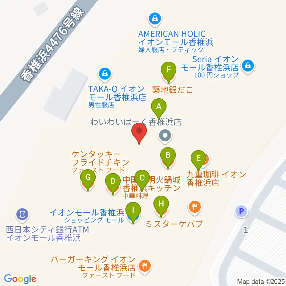 JEUGIAカルチャーセンター イオンモール香椎浜周辺のファミレス・ファーストフード一覧地図