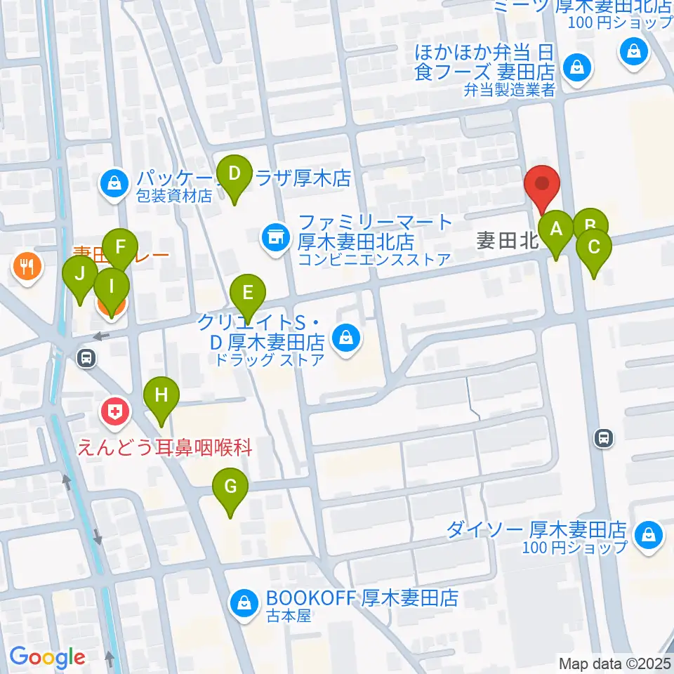 厚木楽器 アミ妻田周辺のファミレス・ファーストフード一覧地図