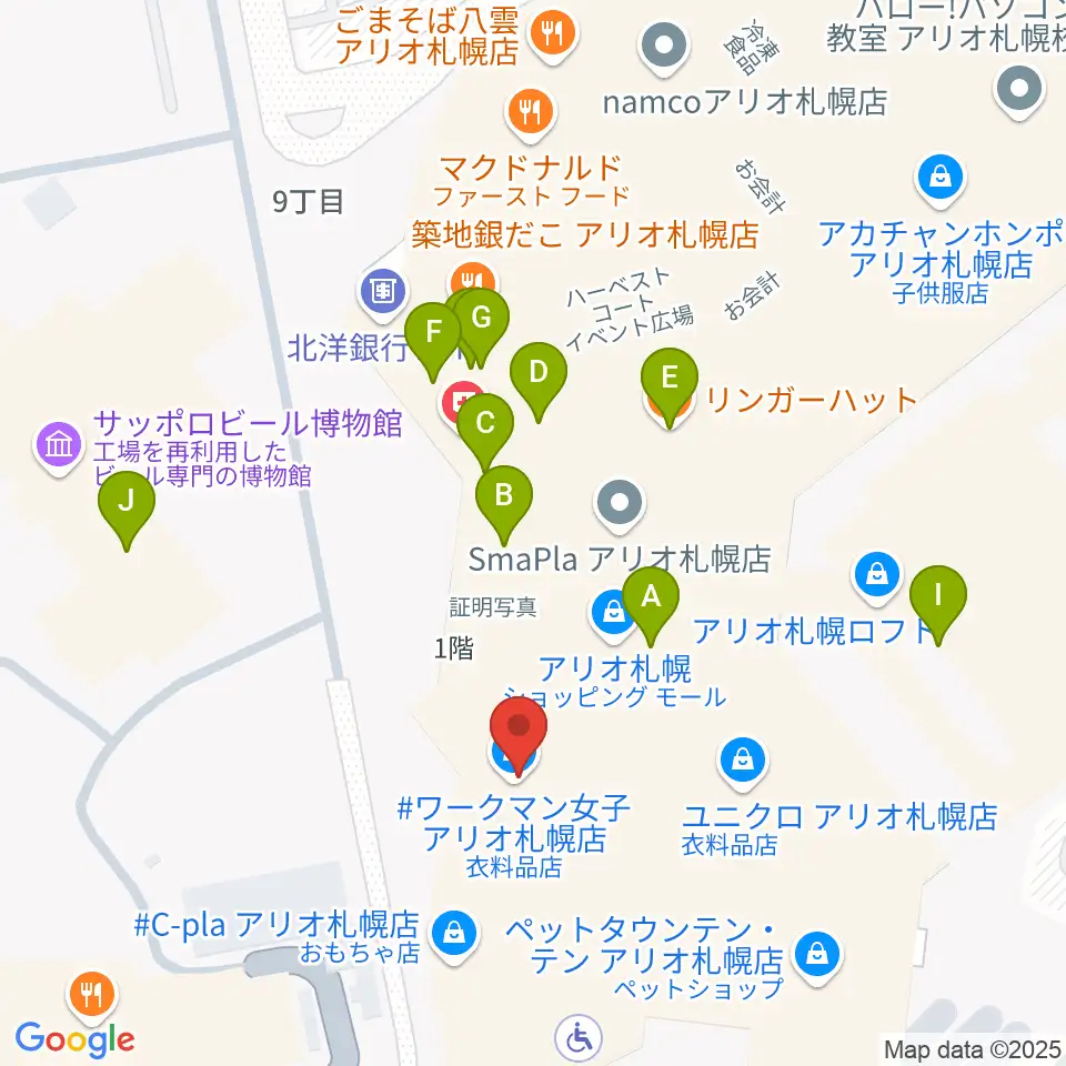 タワーレコード アリオ札幌店周辺のファミレス・ファーストフード一覧地図
