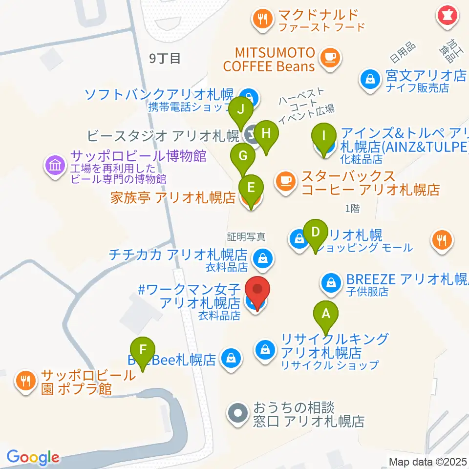 タワーレコード アリオ札幌店周辺のファミレス・ファーストフード一覧地図
