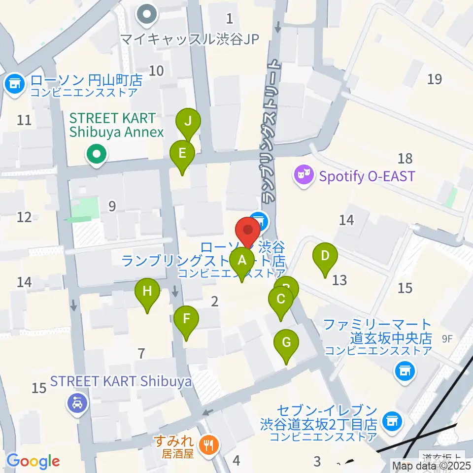 渋谷7th FLOOR周辺のファミレス・ファーストフード一覧地図