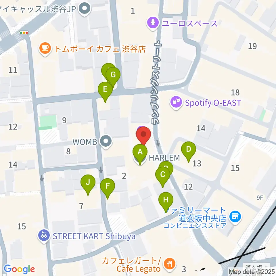 渋谷7th FLOOR周辺のファミレス・ファーストフード一覧地図