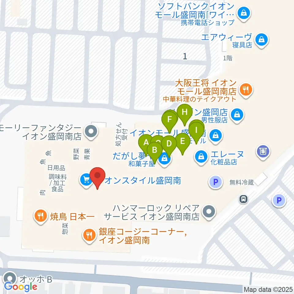 JEUGIAカルチャーセンター イオンモール盛岡南周辺のファミレス・ファーストフード一覧地図